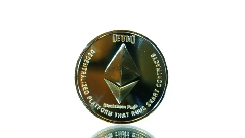 Coin ethereum on white background 库存影片 88551360