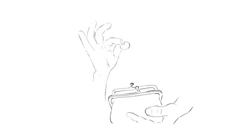 The coin falls into the wallet Stock Footage 146617593