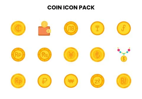 Coin Flat Bundle Icons Pack Stock Illustration