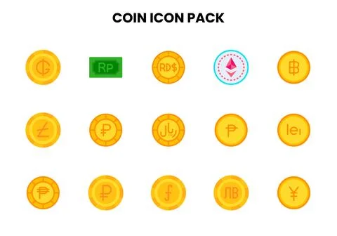 Coin Flat Graphics Icons Pack Stock Illustration