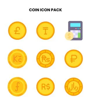 Coin Flat Icons Pack Stock Illustration
