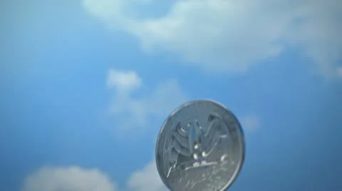 Coin Flip in Slow Motion Stock Footage 21440285