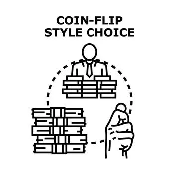 Coin flipping decision making choice for business strategy Stock Illustration