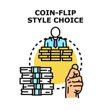 Coin flipping decision making choice for business strategy Stock Illustration