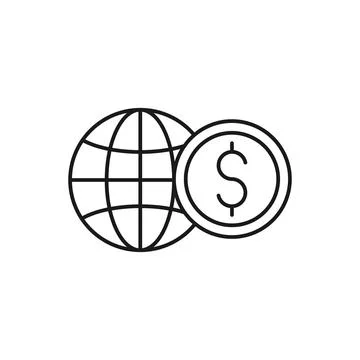 Coin with Globe icon Vector Design. Globe with Dollar Coin icon design concep Stock Illustration