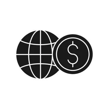 Coin with Globe icon Vector Design. Globe with Dollar Coin icon design concep 스톡 일러스트