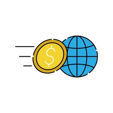 Coin with Globe icon Vector Design. Globe with Dollar Coin icon design concep Stock Illustration