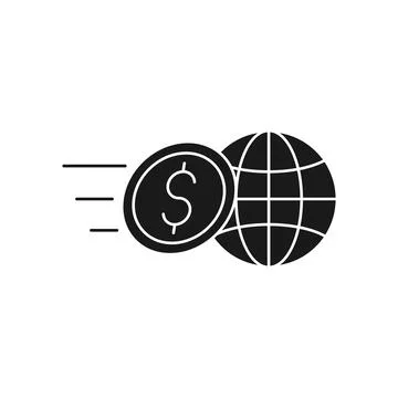Coin with Globe icon Vector Design. Globe with Dollar Coin icon design concep Stock Illustration