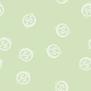 Coin golden line seamless pattern イラスト素材
