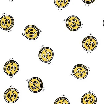 Coin golden vector seamless pattern イラスト素材