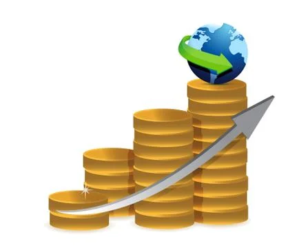 Coin graph globe illustration design over a white background イラスト素材