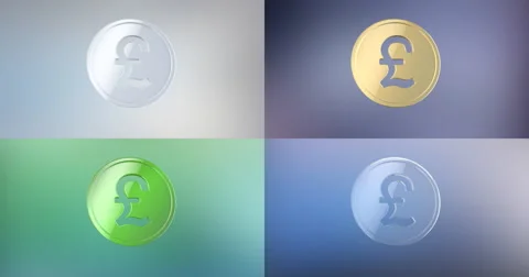 Coin Great Britain Pound 3d Icon Stock Footage