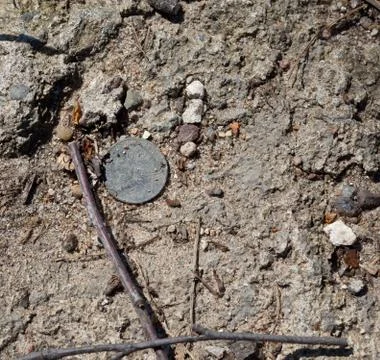 Coin on the ground Stock Photos