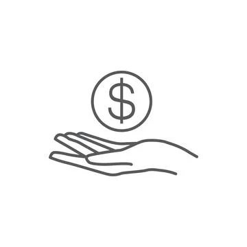 Coin in hand icon vector Stock Illustration