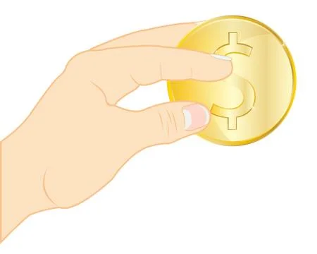 Coin in hand Stock Illustration