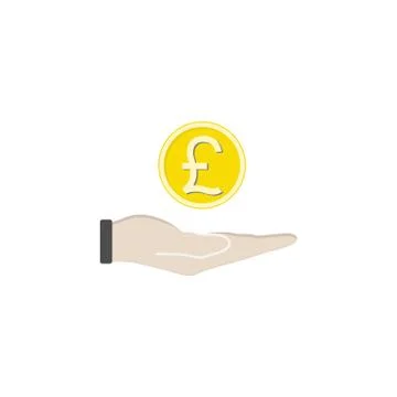 Coin in hand solid icon, finance and business Stock Illustration