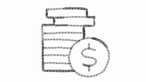 Coin icon designed with drawing style on chalkboard, animated footage ideal for Vidéo 118518074