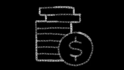 Coin icon designed with drawing style on chalkboard, animated footage ideal for Video stock 118518945