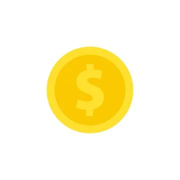 Coin icon with dollar. Vector flat illustration isolated on white background. Stock Illustration