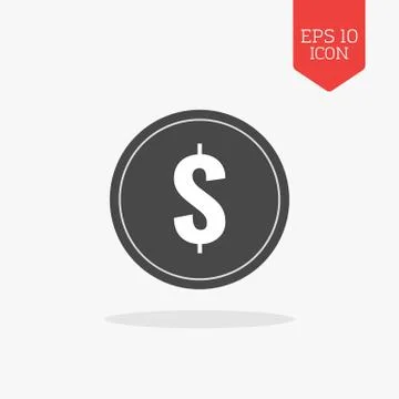 Coin icon. Flat design gray color symbol. Modern UI web navigation, sign. Stock Illustration