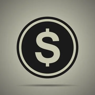 Coin icon in flat style Stock Illustration