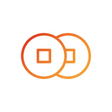 Coin icon gradient red orange chinese illustration Ilustración de archivo
