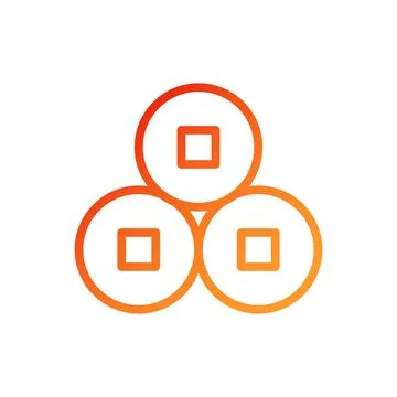 Coin icon gradient red orange chinese illustration Stock Illustration