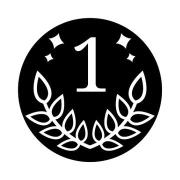 Coin icon isolated on white background. First place, number one. Vector. Stock Illustration