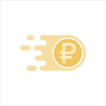 Coin icon with ruble. Vector flat illustration isolated on white background. Stock Illustration