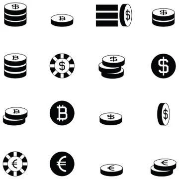 Coin icon set Stock Illustration