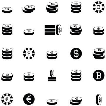 Coin icon set Stock Illustration