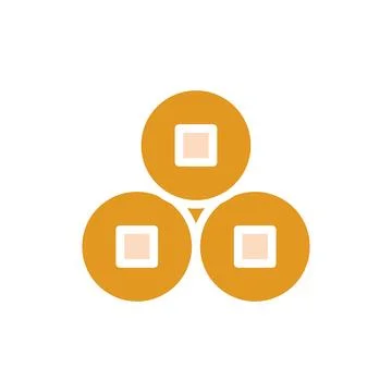 Coin icon solid orange yellow colour chinese new year symbol perfect. Stock Illustration