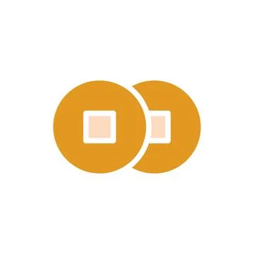 Coin icon solid orange yellow colour chinese new year symbol perfect. イラスト素材