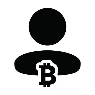 Coin icon vector bitcoin cryptocurrency blockchain with male person profile 스톡 일러스트