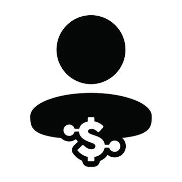 Coin icon vector digital dollar currency with male user person profile avatar Stock Illustration