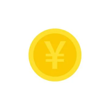 Coin icon with yuan. Vector flat illustration isolated on white background. Stock Illustration