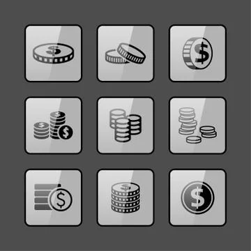 Coin icons Stock Illustration