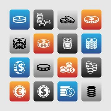 Coin icons Stock Illustration