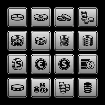 Coin icons Stock Illustration