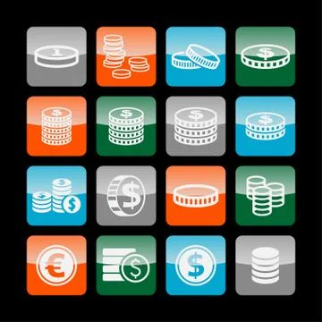 Coin icons Stock Illustration