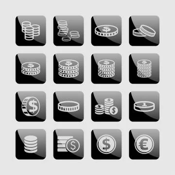 Coin icons Stock Illustration