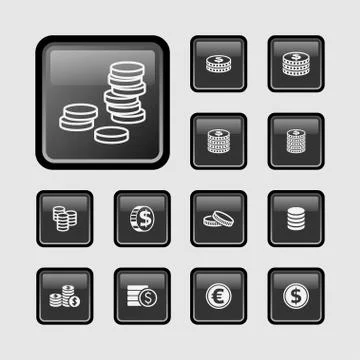Coin icons Stock Illustration