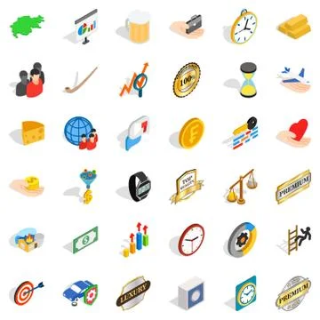 Coin icons set, isometric style Stock-Illustration