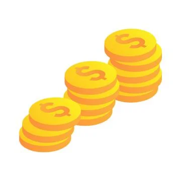 Coin icons. A stack of gold coins. Vector illustration. EPS 10 Stock Illustration