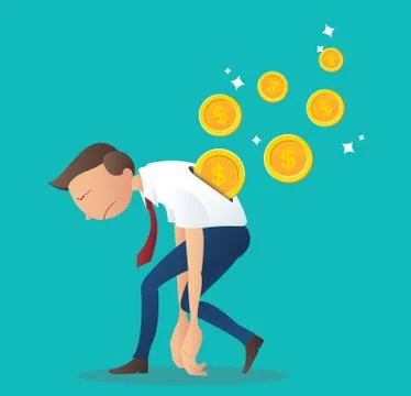 Coin inserting into back of businessman Stock Illustration