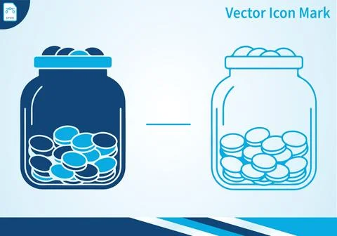 Coin jar vector icon mark with filled and outline styles. Stock-Illustration