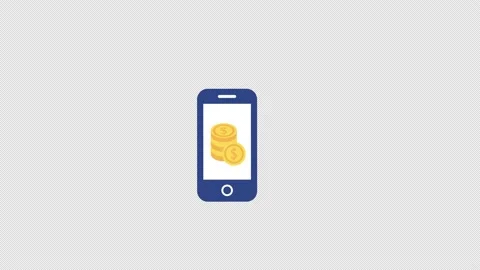 Coin on mobile icon motion graphics animation with alpha channel, transparent Stock Footage 206763100