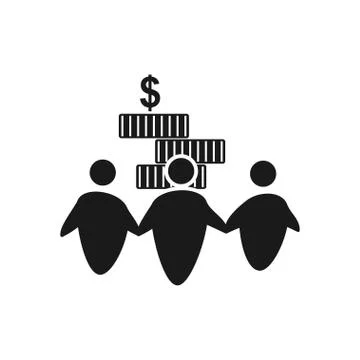 Coin Money Commitment Teamwork Together Black Logo 스톡 일러스트