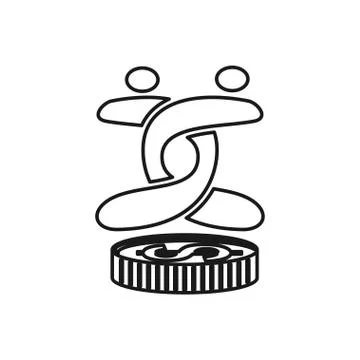 Coin money people Commitment Teamwork Together Outline Logo Stock Illustration