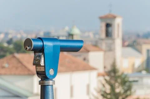 Coin Operated Telescope for Sightseeing. Stock Photos